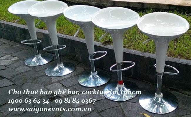 Cho thuê bàn ghế bar trắng giá rẻ, bàn cocktail, ghế quầy bar